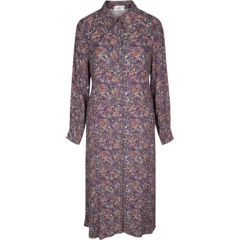 Natural Life Boho Paisley Floral Button Maxi Shirt Dress Large Purple Cottage